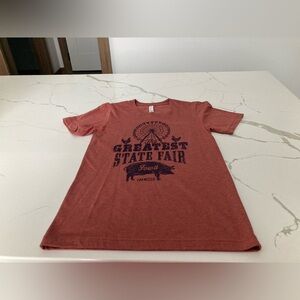 Women farmher the greatest state fair Iowa rust red orange short sleeve shirt xs